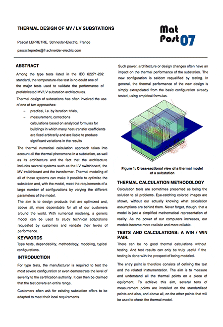 Thermal design of MV/LV substations