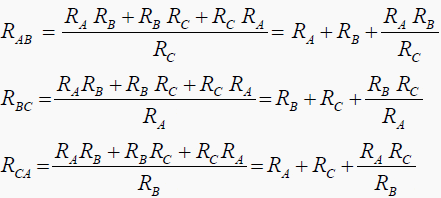 Tranformation form star to delta - formula