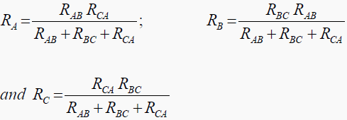 Transformation from delta to star - formula