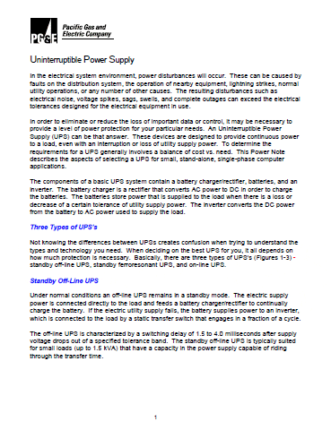 Uninterruptible Power Supply (UPS) Types