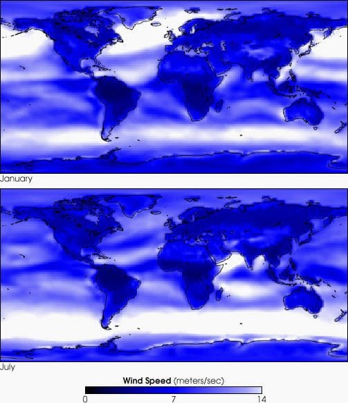 Seasional World Wind Resource Map