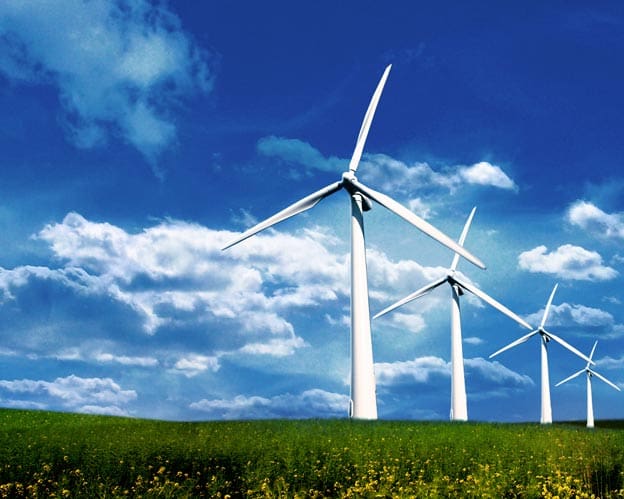 Wind turbines in array